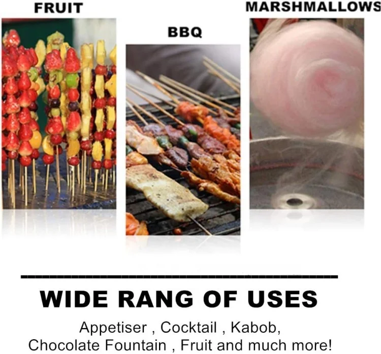 Bamboo Marshmallow Skewers No Point Skewer Stick Cotton Candy Corn Sticks for Automatic Cotton Candy Making