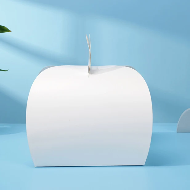 Handheld Chocolate White Card Color Customized Half Round Shaped Packaging Sandwich Macaron Paper Cake Packaging Box