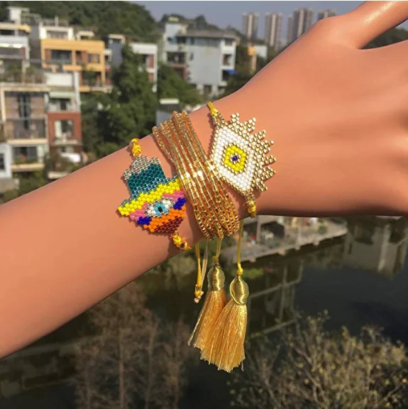  Новый стиль Bomenian красочные Pulseras Miyuki бисер глаз Браслеты
