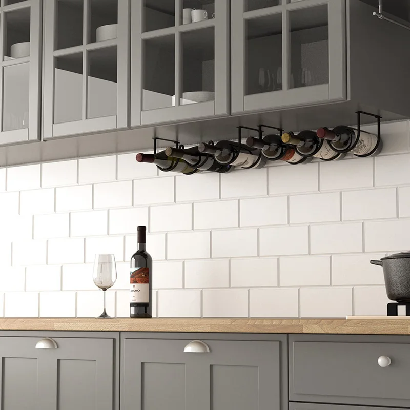 Wholesale Decorative Black Wall Mounted Hanging Metal Wine Rack Holder