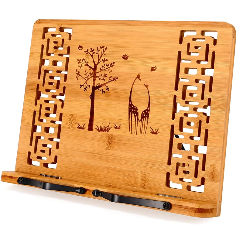 Бамбуковая Складная подставка для книг 13x9,4 дюймов, рамка для чтения, подставка для готовки, подставка для планшетного ПК, учебника, подставка для музыки и документов