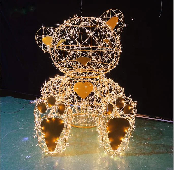 customized good quality colorful Christmas decorative  LED 3d Teddy Bear Motif ball Lighting with bear