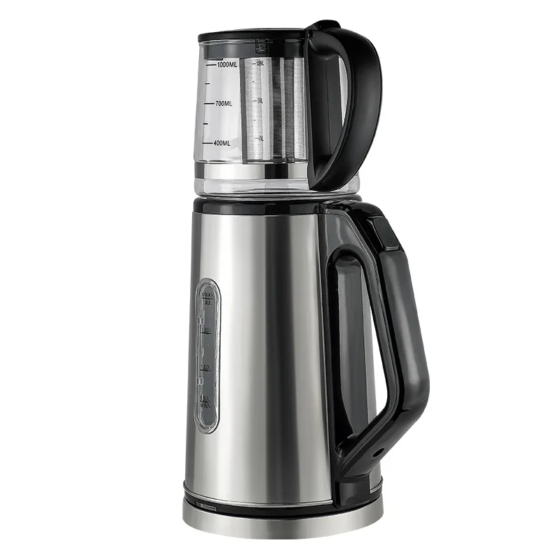 2022 new type Turkish 2.0L+1.0L Auto Tea Maker Smart Electric Samovar Stainless Steel Electric Keep Warmer Tea Maker