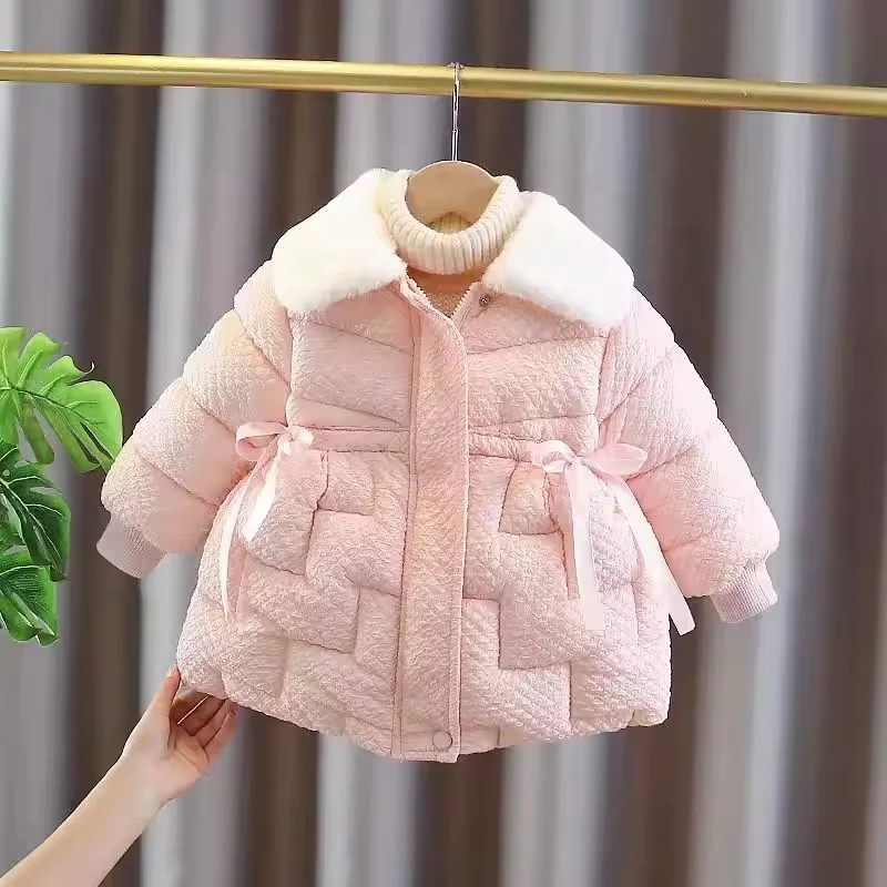 Girls plush autumn and winter clothing wholesale wool coat 2 3 4 5 6 year old girls plaid coat for toddlers