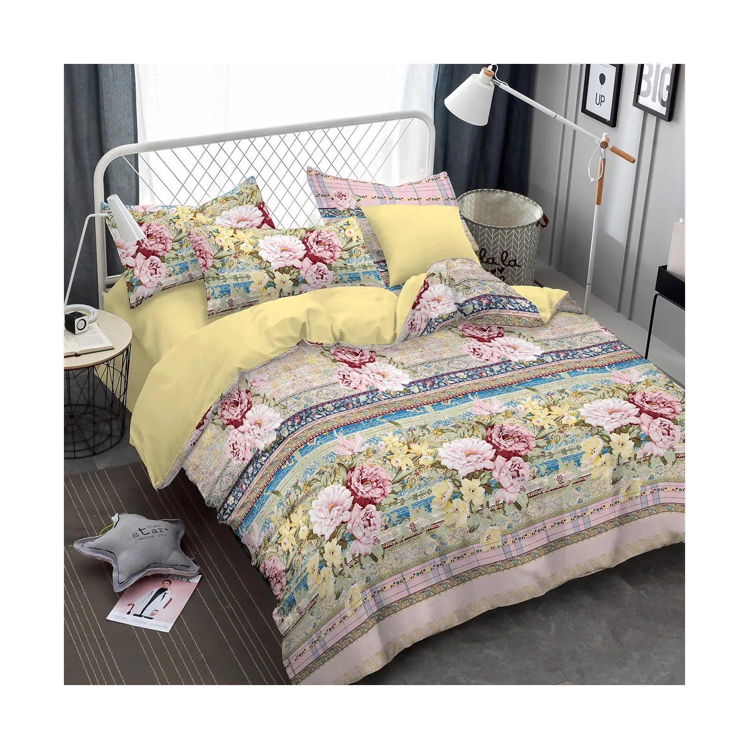 China factory supply 100%polyester microfiber brushed flower home textile fabric