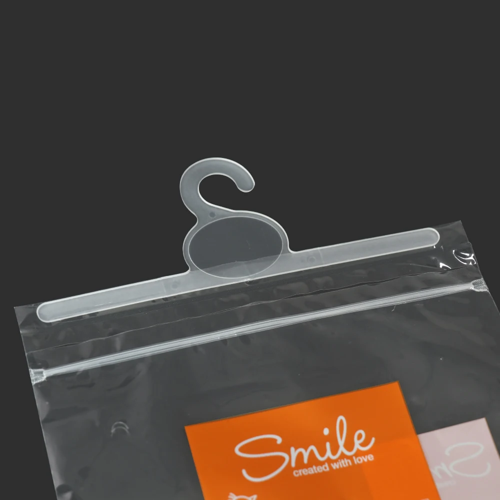 Customize bags plastic zip lock  kid clothing hook colourful hook ziplock bags with logo for clothing