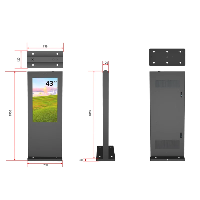 65-inch Bus Station Shelter Ip65 Outdoor Totem Wifi Lcd Advertising Digital Signage Display