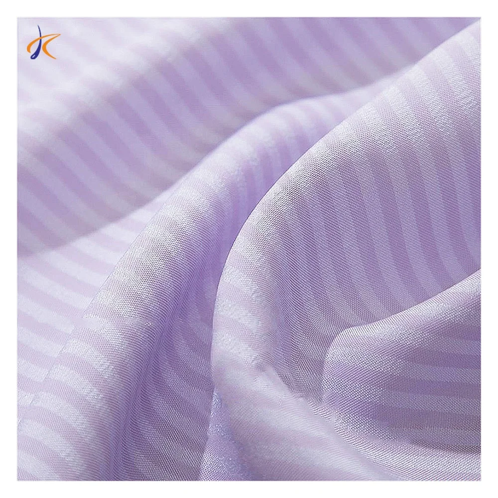 Wholesale yarn-dyed stitch micro woven 100% polyester like acetic acid satin printed blue stripes fabric for clothing