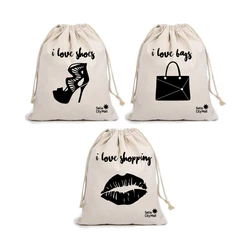 Nature color Custom Small Canvas Cotton Muslin Drawstring Dust Bags