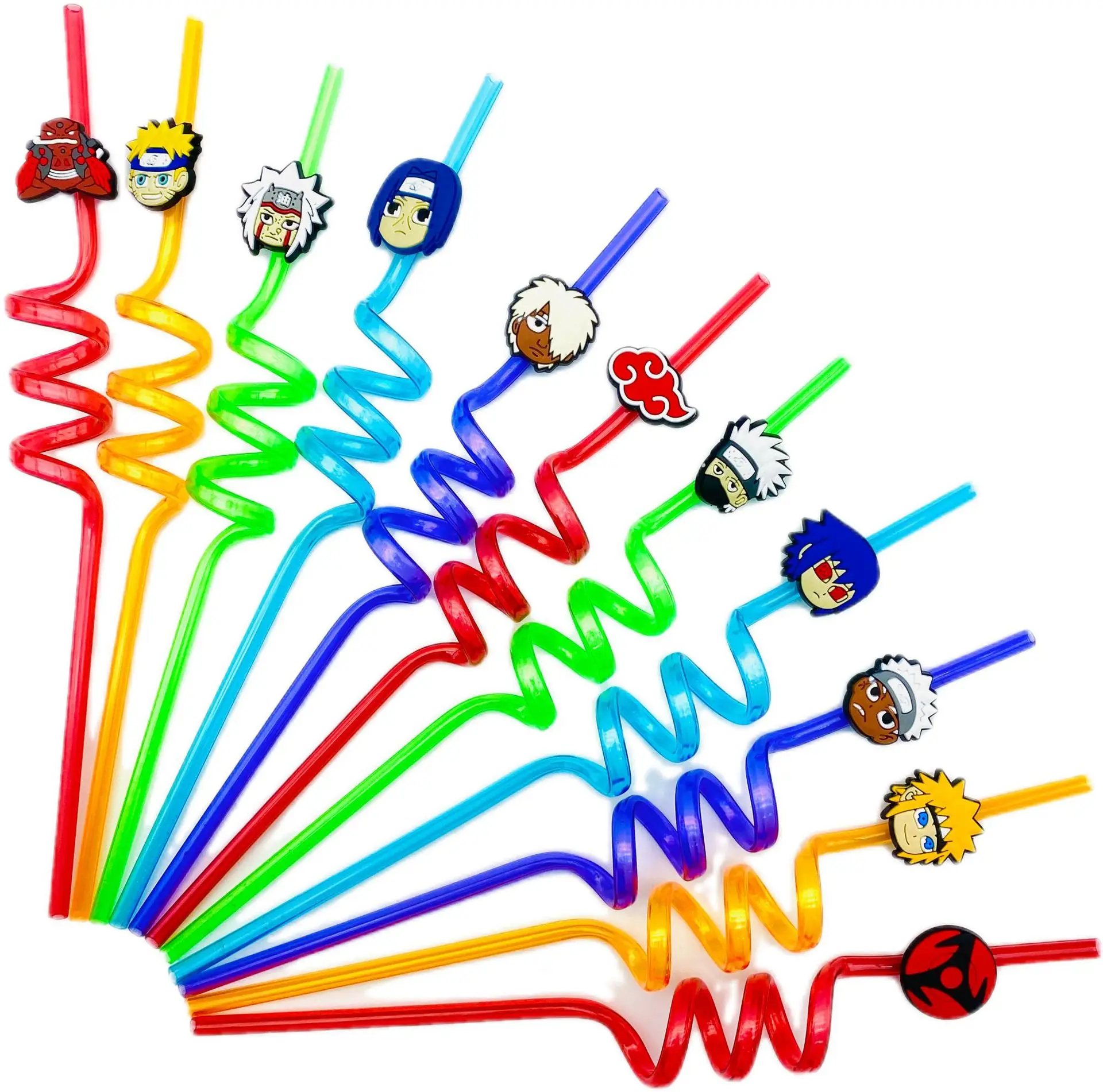 Wholesale Rubber Cute Narutoes  cartoon movies theme straw topper 6-8 mm mold silicone charms for party cute bar accessories