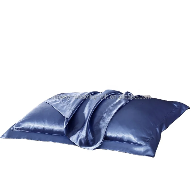 
2020 New Customized OEM Queen Size Satin Silk Smooth embroidered Pillowcase With Logo For Home Bedding Gift 