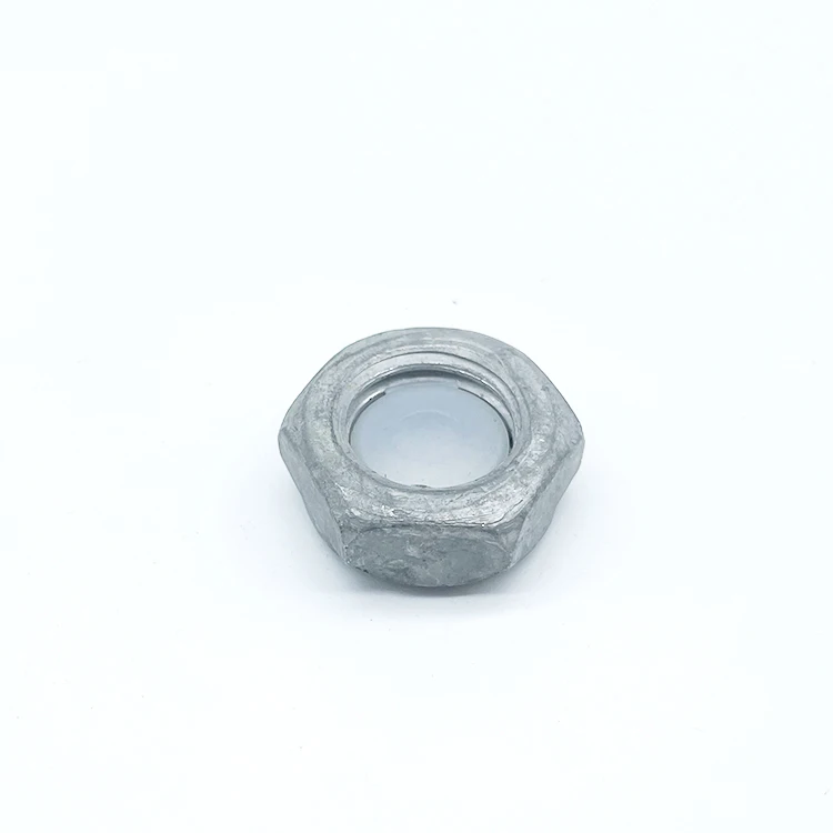 Carbon Steel Grade 8 M8 Anti-Theft Nut Plastic Insert Lock Hex Thin Nut Anti Theft Locking Nuts with Hot Dip Galvanize
