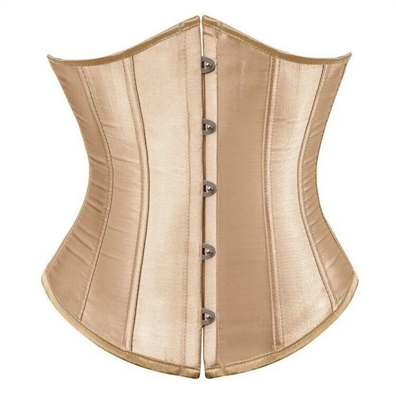 High Quality Sexy Satin Underbust Corset Lacing Bondage Satin Waist Cincher Slimming Body Shaper Corselet Lingerie S-6XL