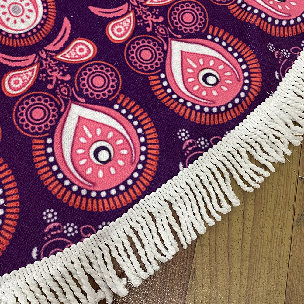 Custom Round Beach Towel With Tassel 100% Microfiber Wholesale Drop Ship