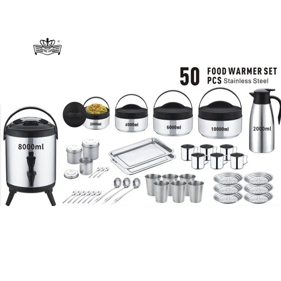 Multipiece Stainless Steel Family Set Wholesale Party Serving Food Set Cooking Utensil Set Coffee Bucket Food Warmer Kitchenware