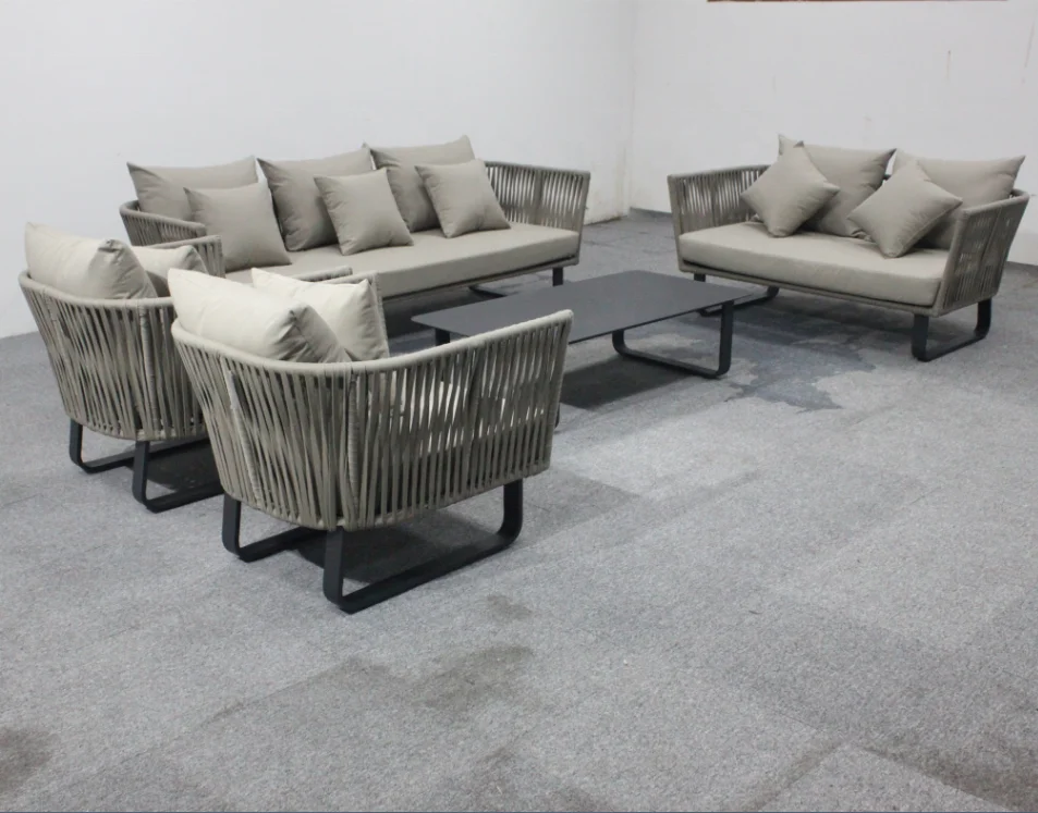 Rope woven outdoor leisure lounge sofa set garden furniture