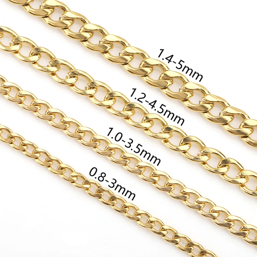 Цепочка из нержавеющей стали с покрытием PVD 18k 5 мм кубинское звено плоская цепочка ожерелье изготовление ювелирных изделий