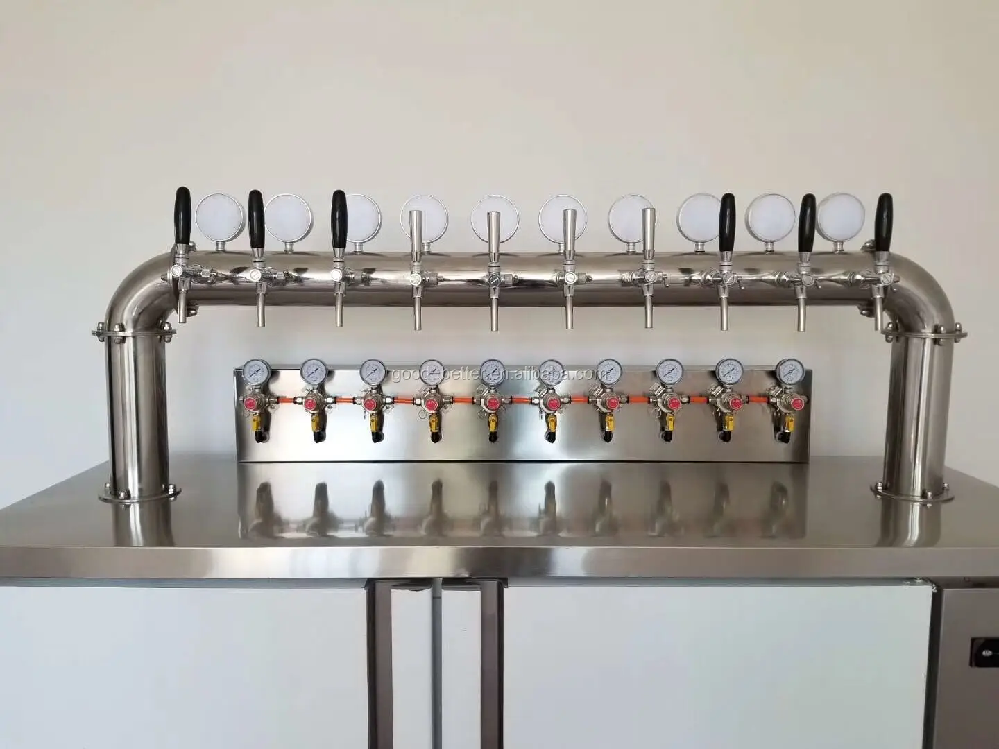 GB103067 stainless steel OEM Beer kegerator with 10 taps beer tower can hold 10pcs 20L keg