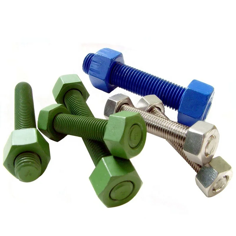 High Quality High Temperature Chemical Resistance Teflon Coated Threaded Rods Bolts Blue PTFE Plated Threaded Rods