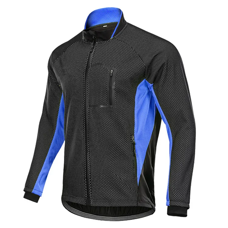 Outdoor Men Full Zipper Breathable Winter Cycling Jacket With Pockets  Fleece Thermal Warm Bicycle Jersey Windproof Cycling Jack