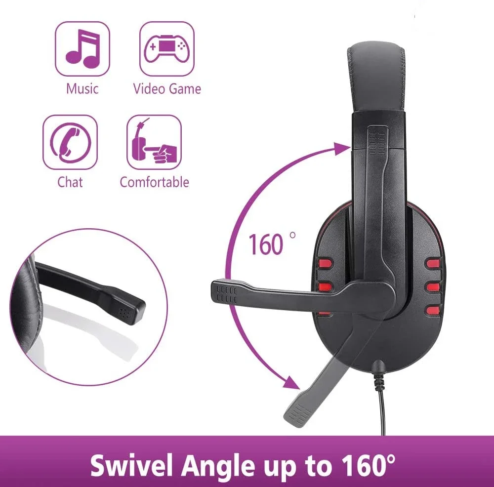 Wired gaming Headphones Gamer Headset with Microphone for Computer Laptop PS4 Play Station 4Nintendo Switch,Tablet