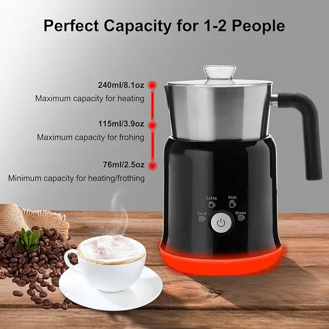 Electric Milk Frother Steamer 4 In 1 Milk Frother Detachable Hot Chocolate Maker Cold Foam Maker