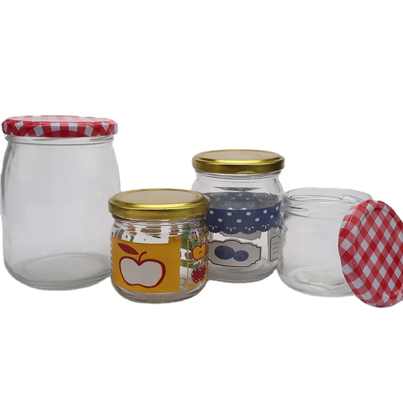 Customized Fruit Printed Multifunctional Pretty Glass Honey Jar Jam Jars with twist off lid