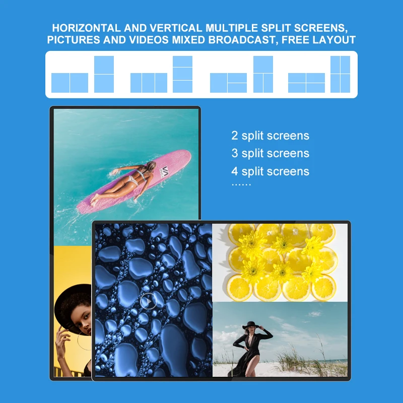 
portable wall lcd screen display panel video advertising player with computer system 