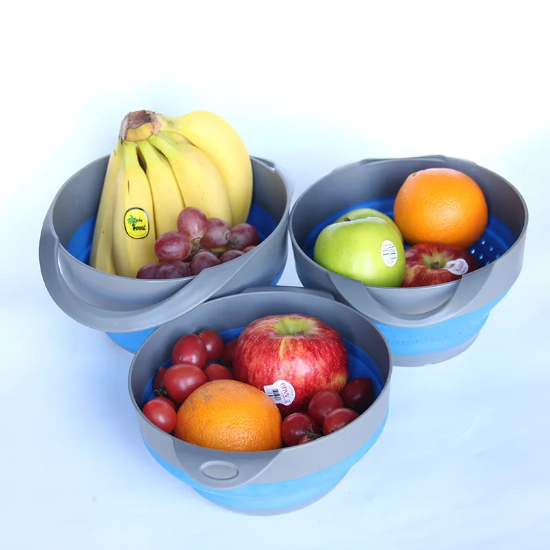 Kitchen Collapsible Silicone Strainer Drainer Set Folding Silicone Dish Drainer Kitchen Strainers Pasta Drainer