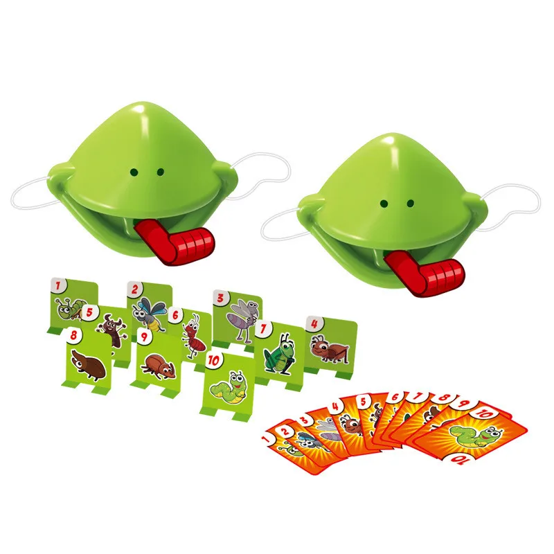 Funny Lizards Mask Toy Frog Tongue-Sticking Two-player Card Game Desktop Interactive Toys Parent-child Party Games
