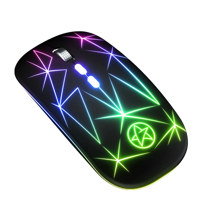 Тонкая тонкая оптическая игровая мышь 2,4G RGB, перезаряжаемая беспроводная мышь