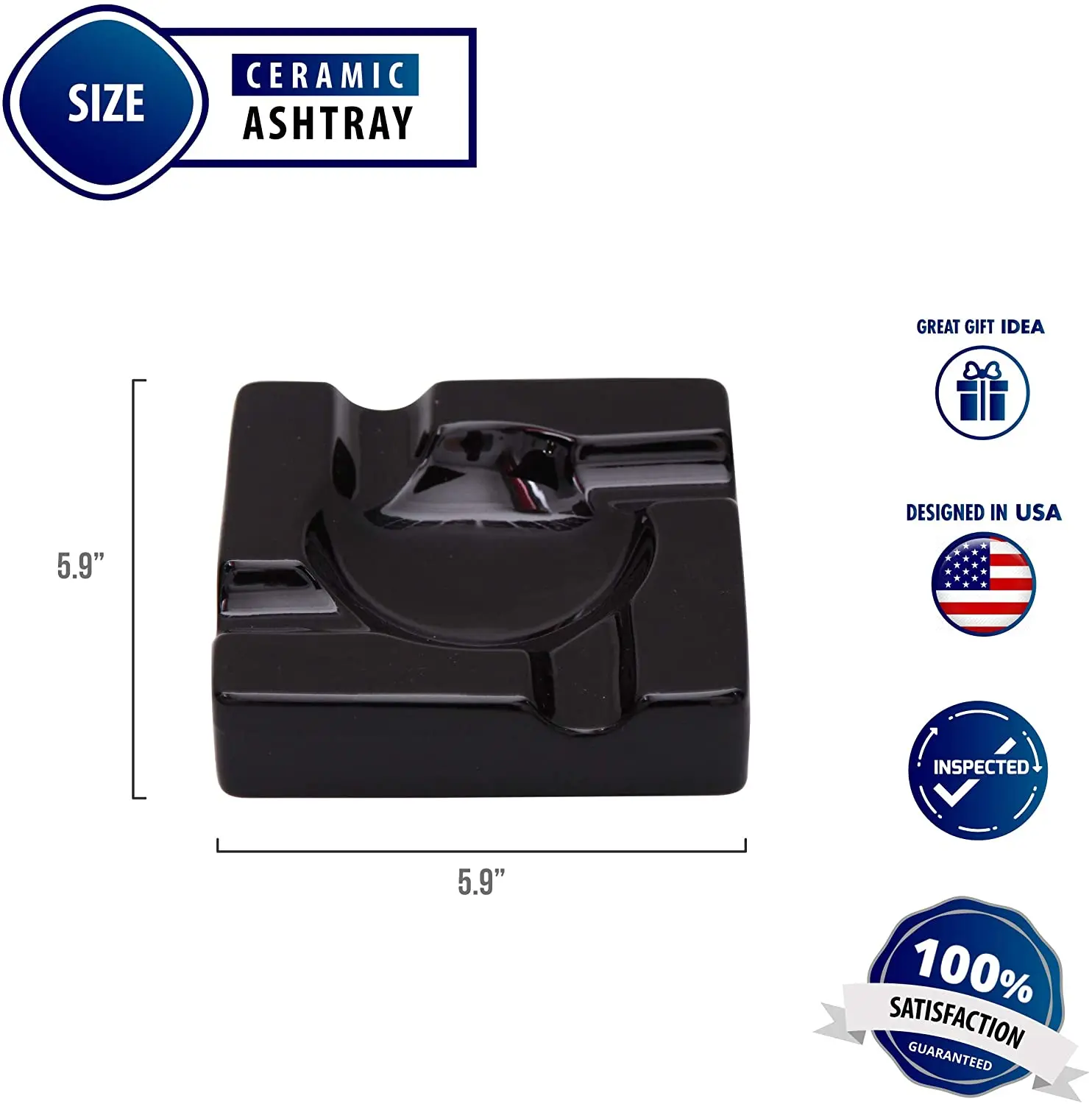 Roxyrolla Wholesale Custom LOGO Porcelain Ashtray Ceramic Ashtrays Smoking Custom Ceramic Ashtray With Lighter