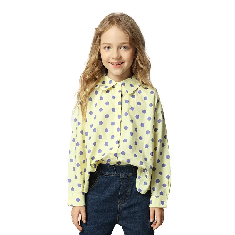 
Fashion teen girls autumn clothed tops children little girl long sleeve shirts 100% cotton dot kids girl blouse 