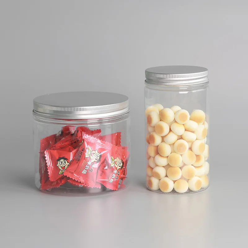 Aoyi custom PET transparent 15ml 250ml 200ml 1000ml hdpe clear wide mouth plastic jars 300g for food industry candy milk cookies