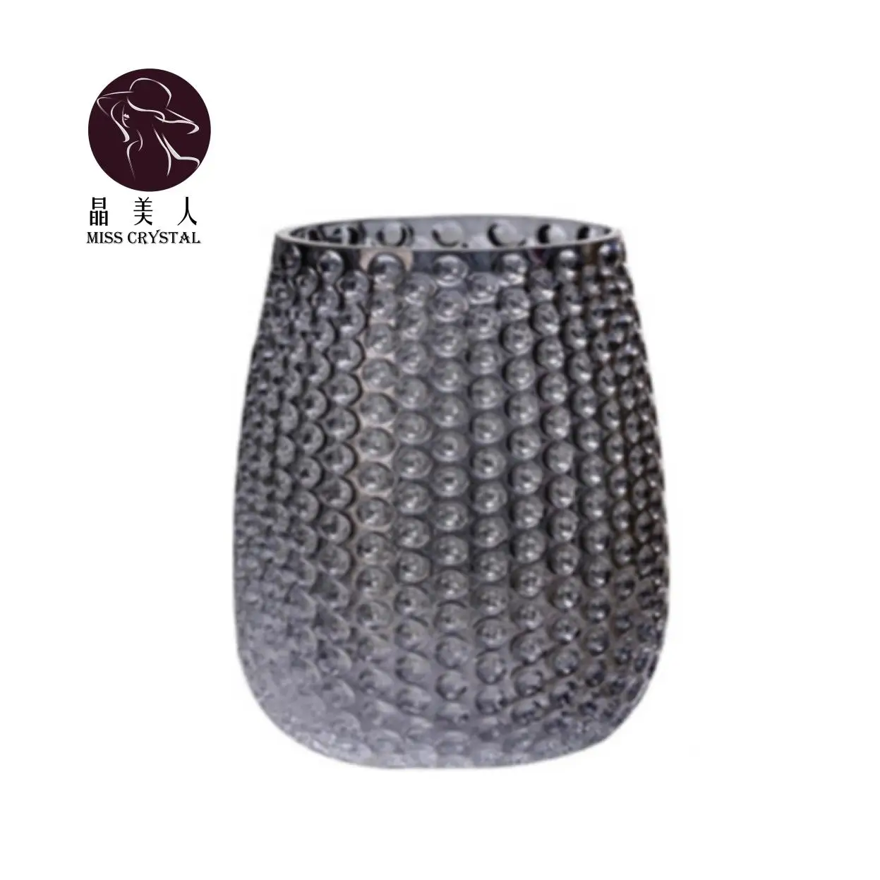 Northern Europe Minimalism Style Pineapple Round Shape Clear Glass Vase For Wedding And Restaurant Party