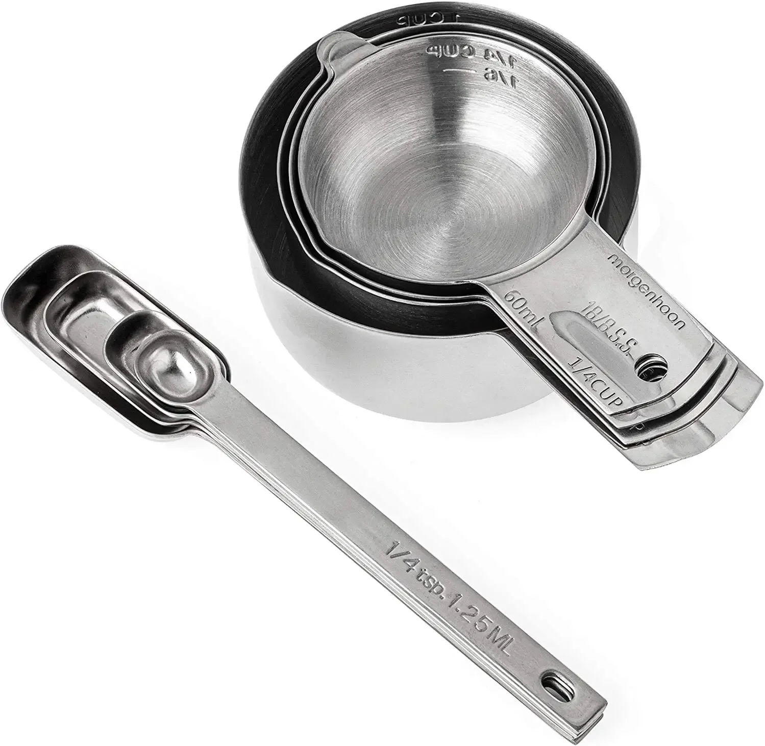 Good Quality Kitchen Gadgets 8 pieces Stainless Steel Measuring Cups with Forever Handles