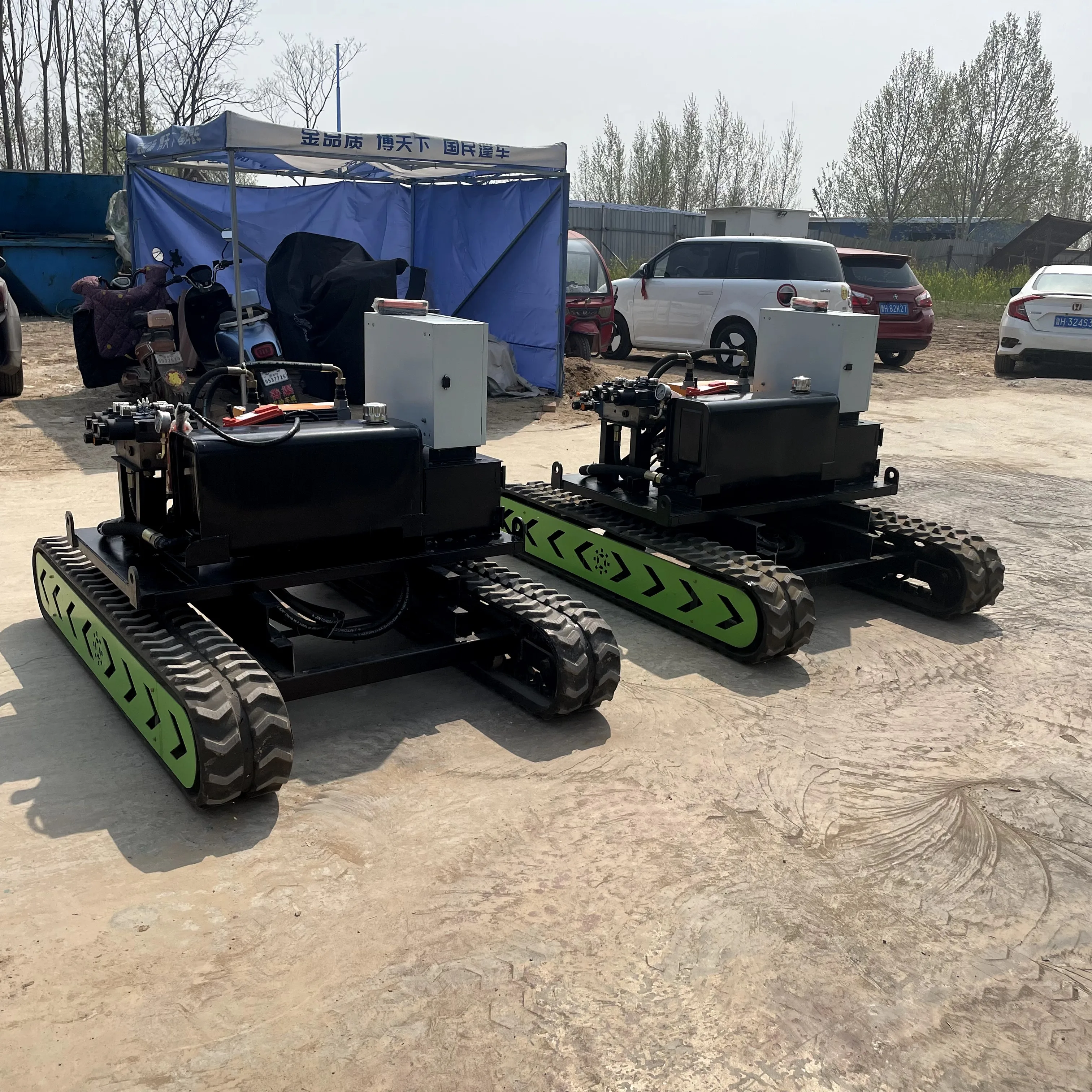 Electric Remote Control Rubber Track Chassis Platform Tracked Undercarriage Chassis With 24v 48v Ac Motor