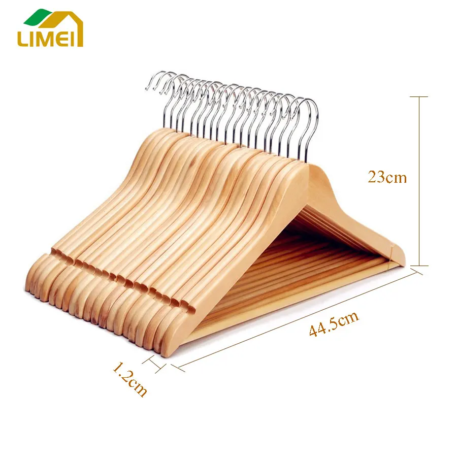 Manufacturer wholesale hangers high quality custom logo clothes shop rack  hanging coats natural wooden cloth hanger