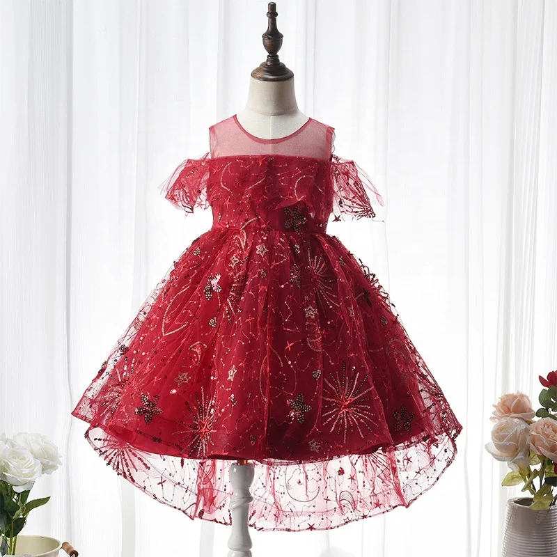 Flower Girls Dresses Satin Beautiful Design Kids 3 to 10 Years Children Performance Dress 3D Ball Gown Chiffon Sleeveless Amanda