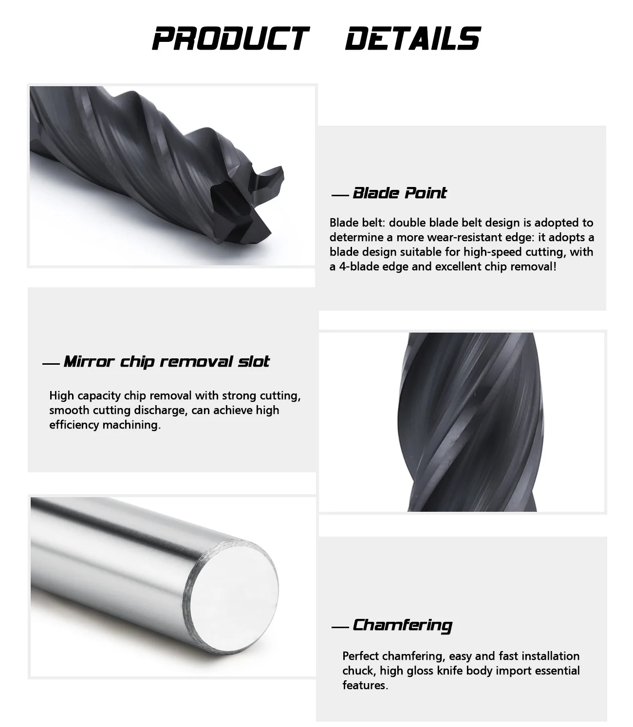 Dohre High Life Span Small Diameter Tungsten Steel Milling Cutter Carbide Corner Radius Endmill