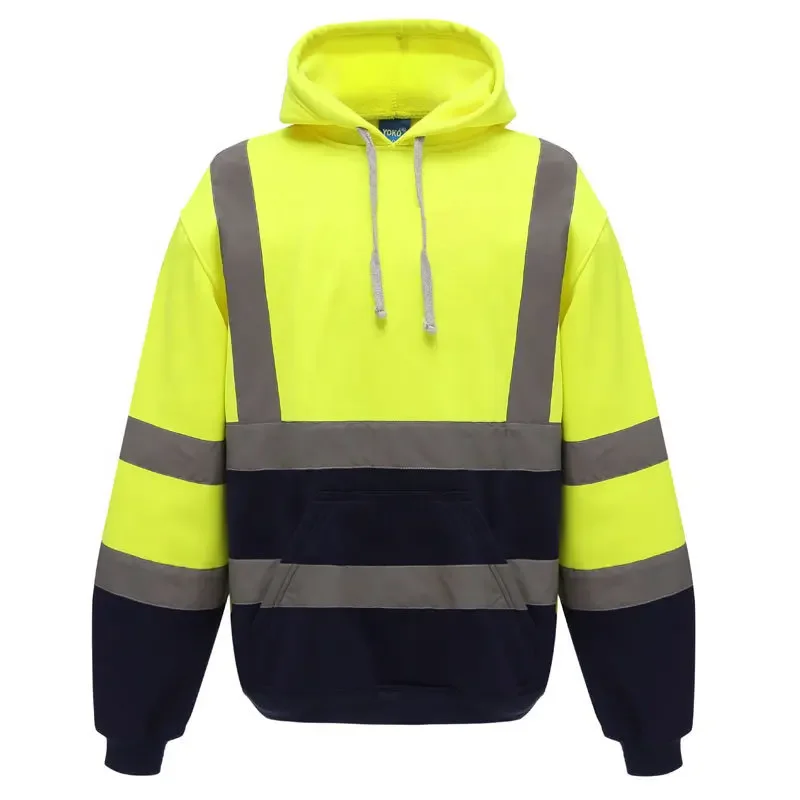 Mens High Visibility Sweatshirt Reflective Safety Fleece Hoodie Jackets