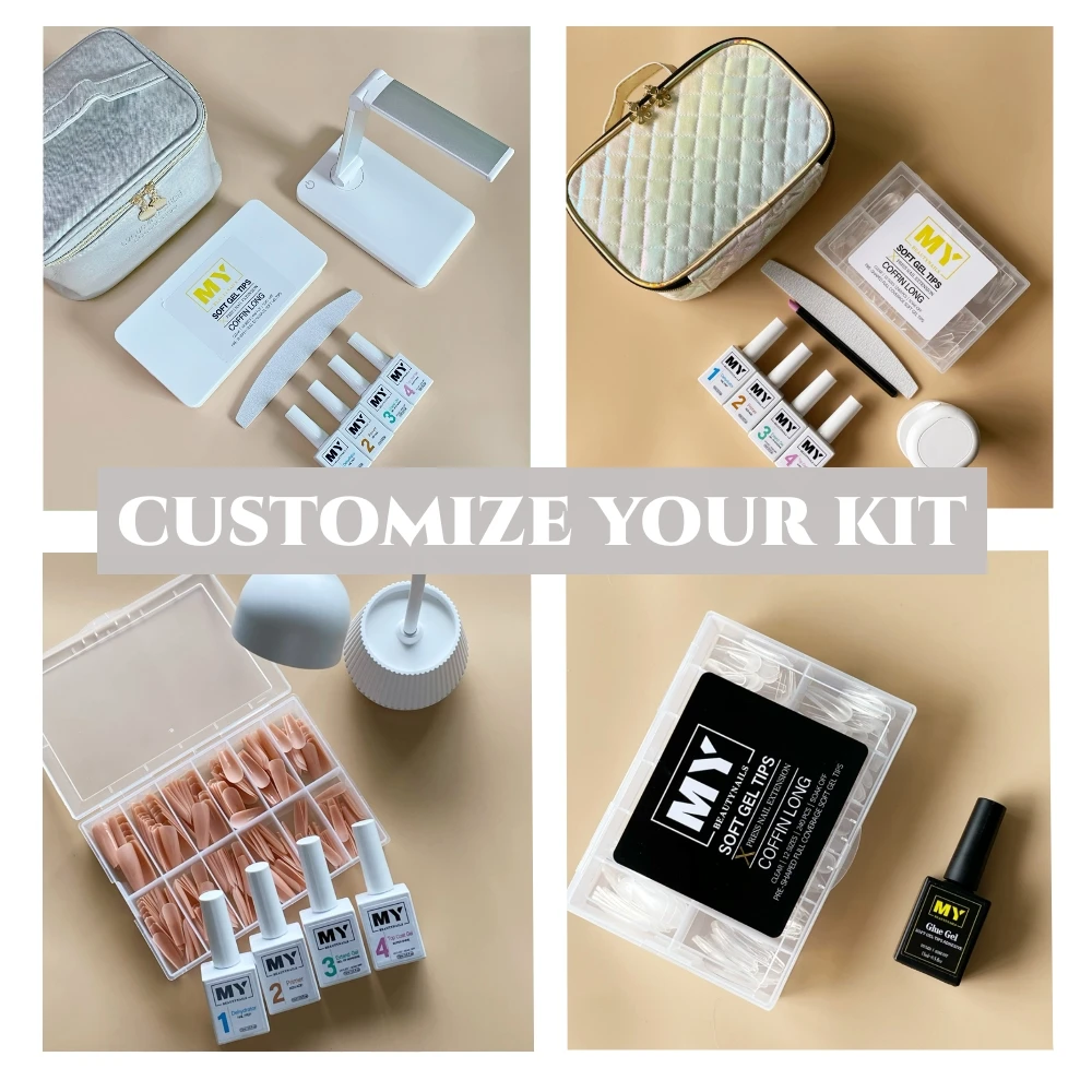 Mybeautynails, готовые к отправке, Подарочная коробка, Упаковочная система для наращивания гелевых наконечников, полное покрытие, набор для пальцев, Размер 12