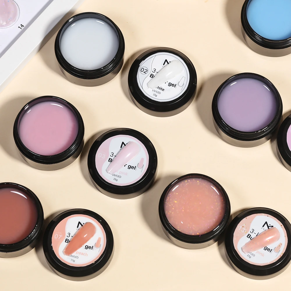 ZRKGEL Builder Nail Extension gel Nude Baby Pink Naked Purple Rose Brown Builder UV Gel 15 Colors Hard Gel Builder 15ml