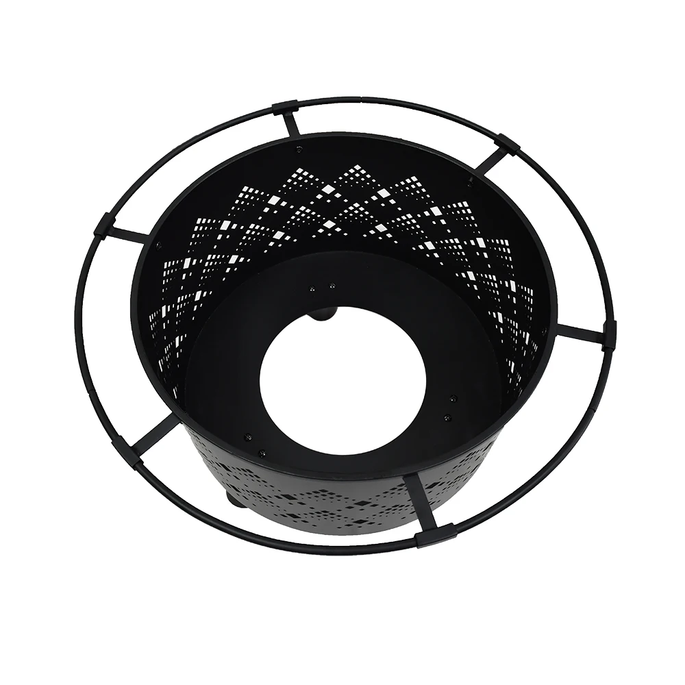 Black  Round Metal Outdoor FIre Pit with Removable Ash Pan for Better Ash Cleaning-up