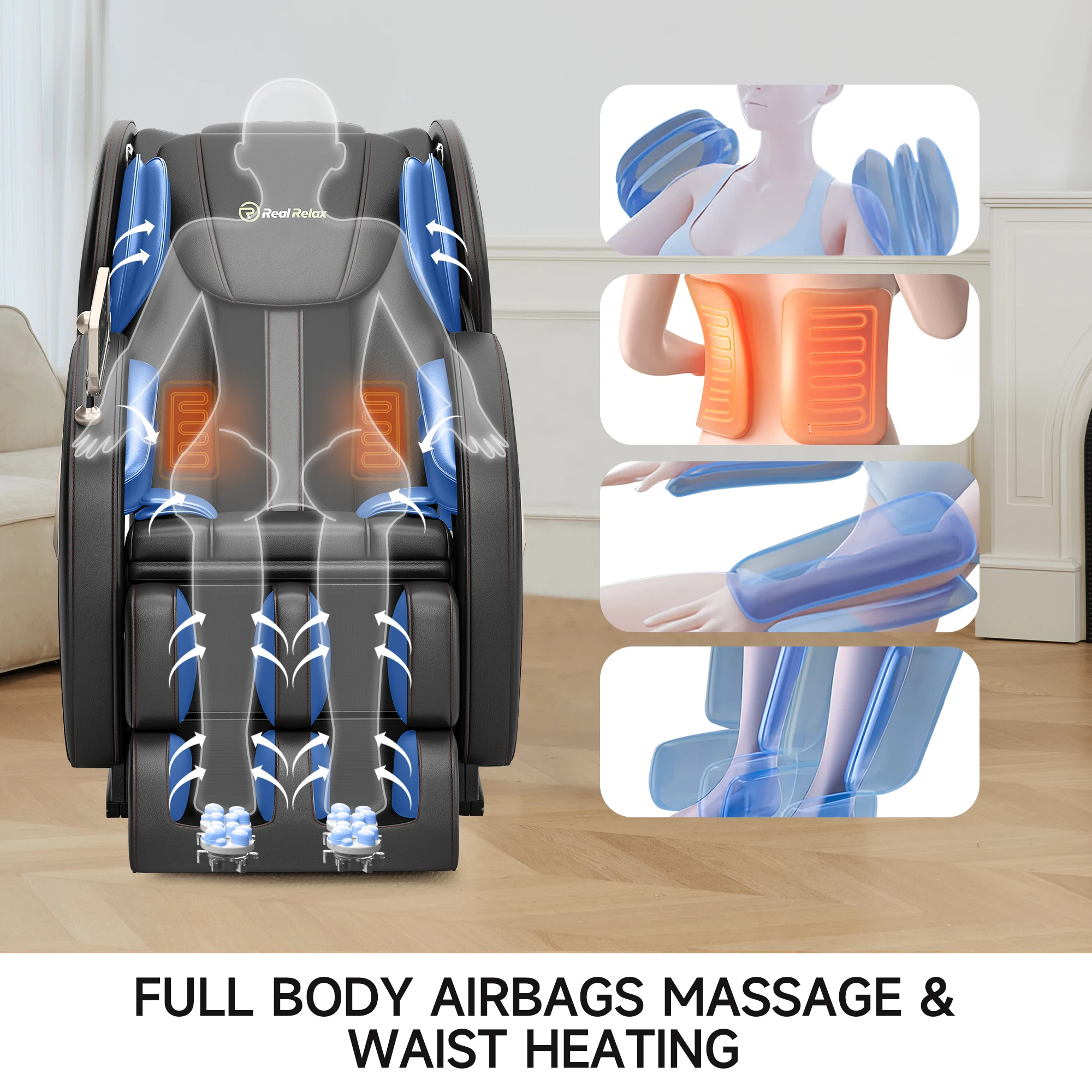 heated 8 fixed point roller chair zero gravity full body massage chair head case antigravity message chair recliner massage