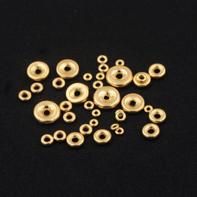 14K Gold Filled Jewelry loose beads Flat Round Gold Spacer Beads for Jewelry Making