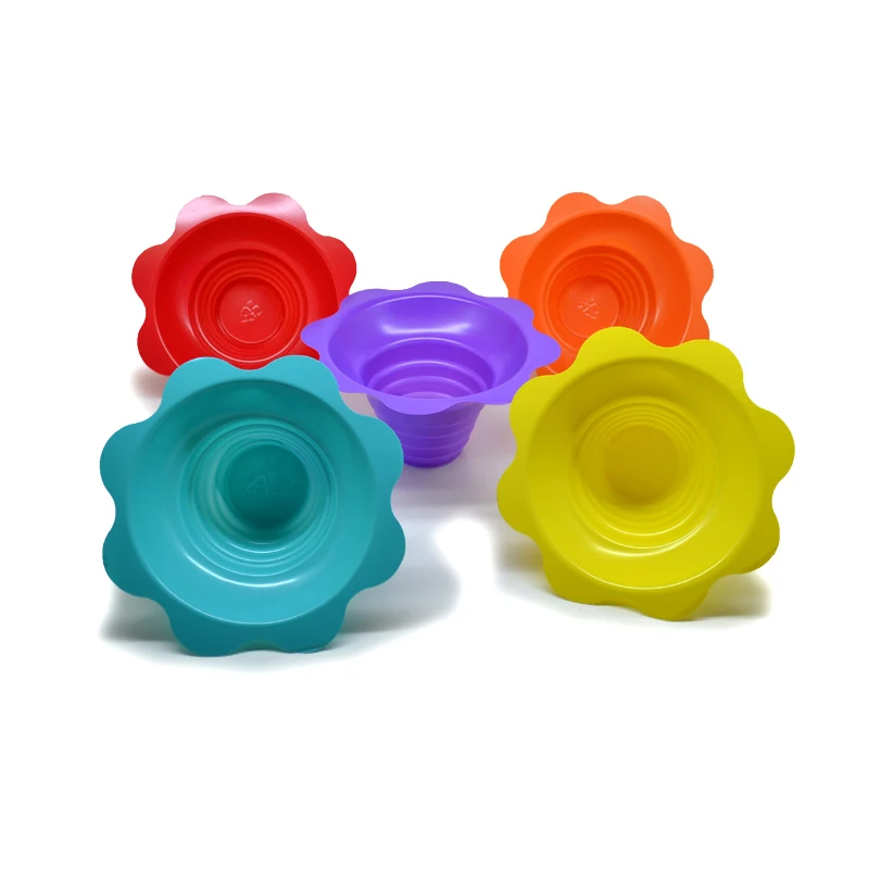 Plastic Shave Snow Cone Ice Cream Flower Cups Multicolor Reusable Leak Proof Bowls