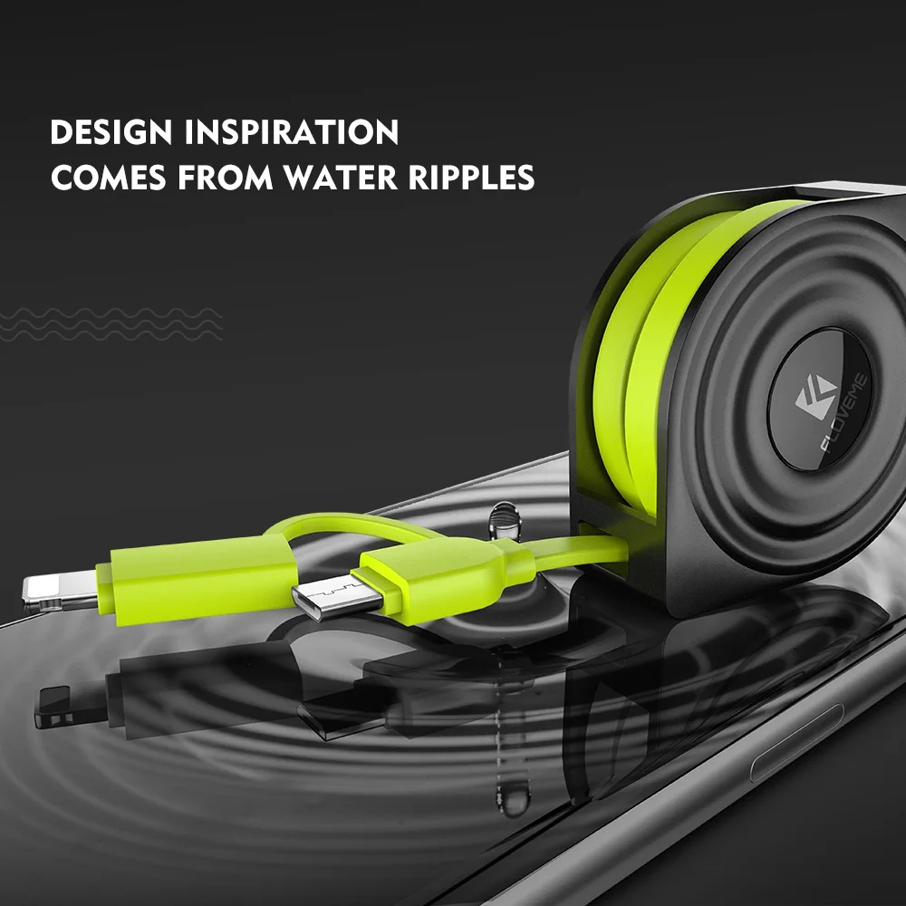 FLOVEME Free Shipping Retractable USB Cable For iPhone Micro 2in1 Multi USB Cable