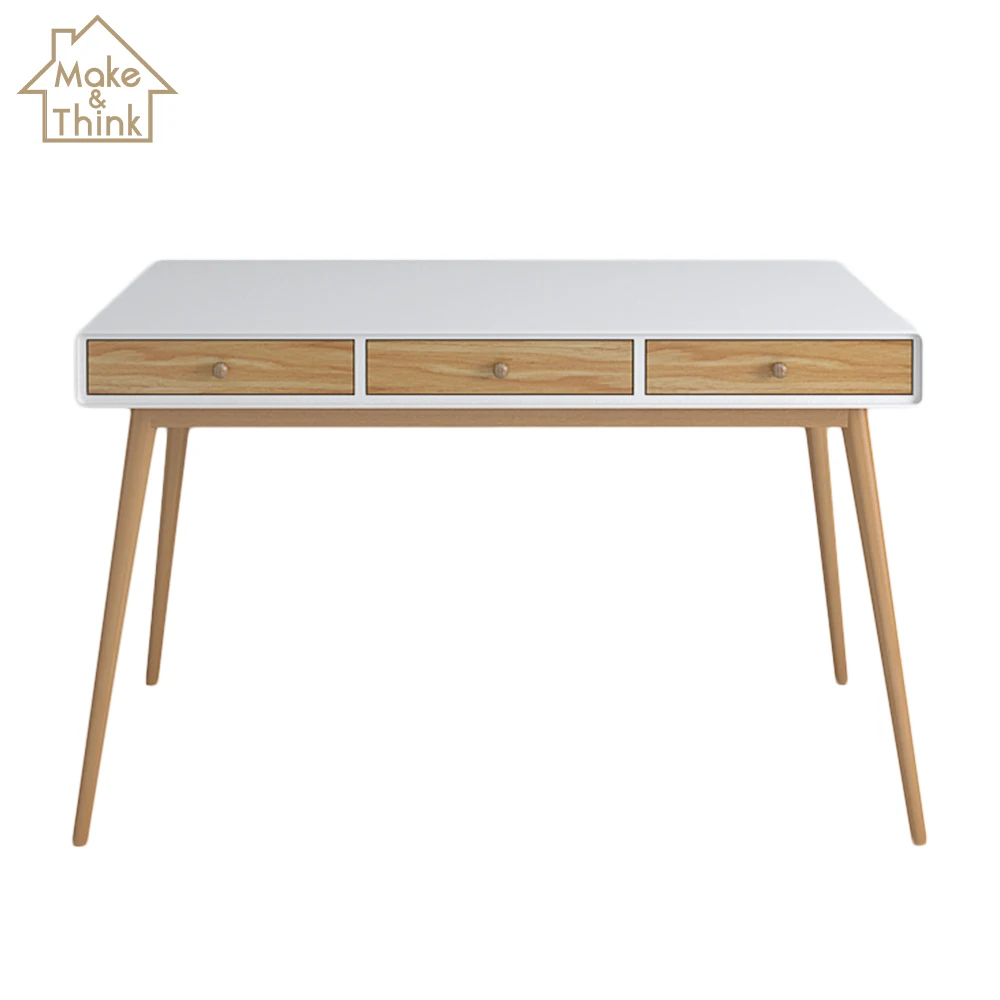 
White solid wood furniture dressing table writing desk with drawers for study office 