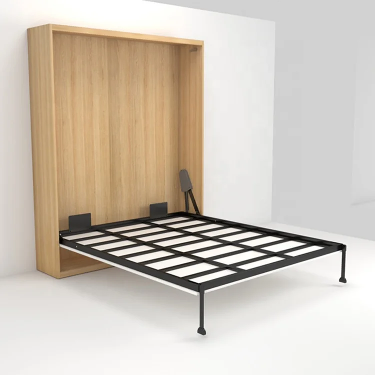 Jinsong Modern Furniture Iron King Size Hydraulic Gas Lift Metal Frame Beds with Wooden Slats Panel